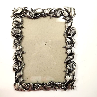 Marco de fotos Seashells 3D de metal color plata 5x7 playa océano Foto 1 de 4