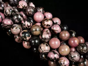Rhodonite 10mm Round Beads 35cm Strand DIY Jewelry Making Bracelets - Picture 1 of 1