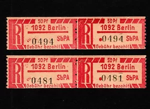 OPC Deutschland Berlin 50pf Einschreiben Gebühr bezahlt Etiketten postfrisch 47821 - Bild 1 von 2