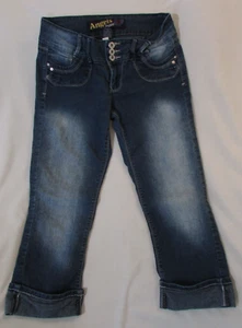 Ladies "Angels" Size 7 (W28/L21.5) Blue, Distressed, Cuffed, Straight Leg Jeans - Picture 1 of 16