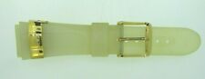 Techno Master Off White Rubber Watch Band With Gold Buckle 22mm