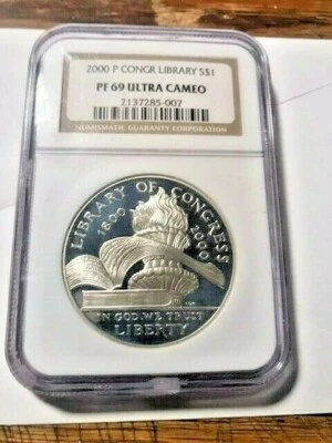 2000-P Library of Congress Silver Dollar NGC PR69UCAM #13722 - Image 1 of 4