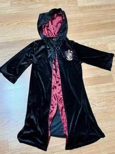 Harry Potter Gryffindor Hooded Robe Black Velvet Costume Child Youth Small - Picture 1 of 8