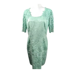 Antonio Melani Women's Sheath Dress Mint Green Short Sleeve Embroidered Size 12 - Picture 1 of 6