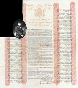 Poyaisian Bond signiert von Gregor Mac Gregor - 1827 datiert Fraudulent 1000 Bond - - Bild 1 von 1