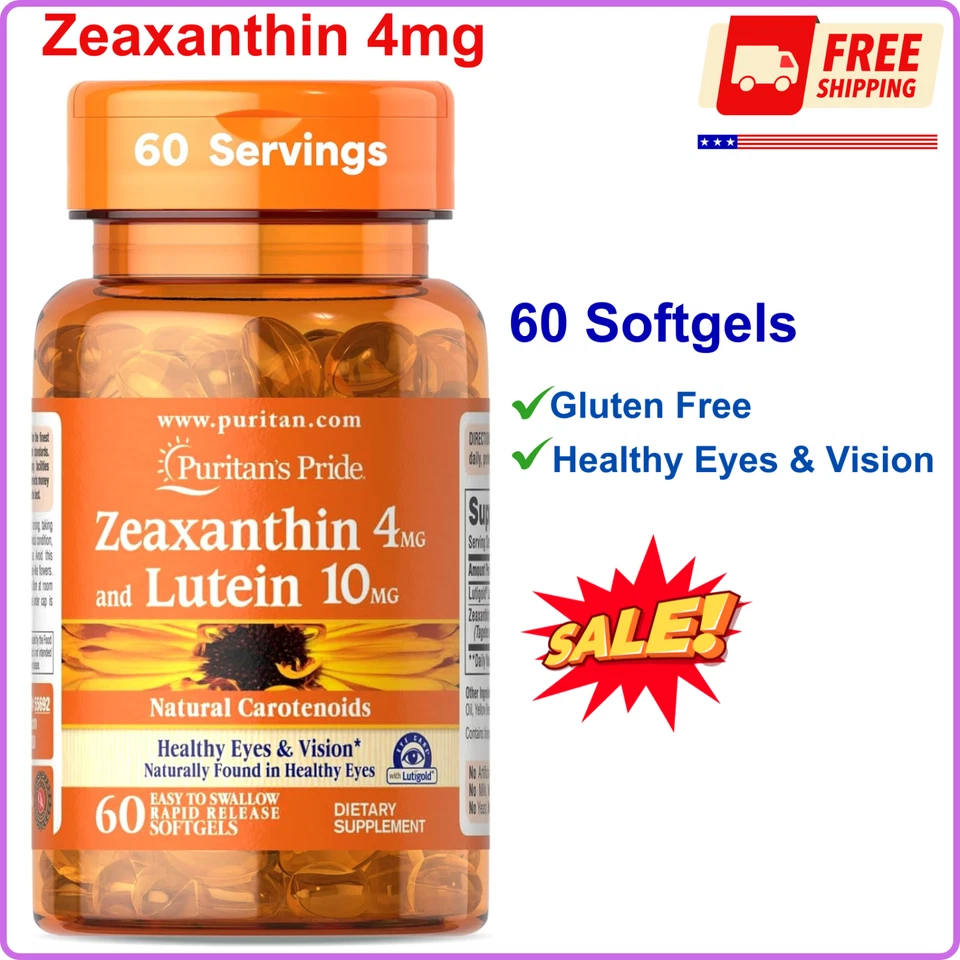 Puritan's Pride Zeaxanthin 4mg With Lutein 10mg 60 Softgels
