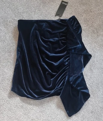 Womens Blue Velvet Ruffle Mini Skirt By Nasty Girl. UK Size 10 - Image 1 of 4