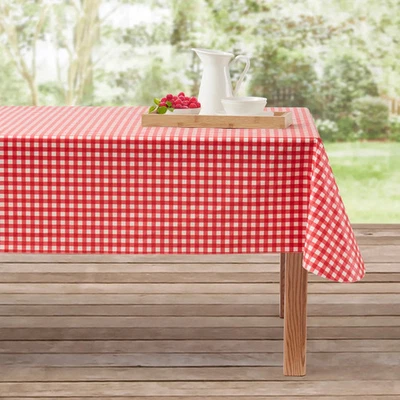 Mainstays 60" x 84" PEVA Rectangular Tablecloth - Red White Gingham - Image 1 of 4