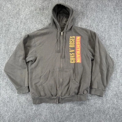 Guns N Roses Sudadera con Capucha Para Hombres Grande Gris Lluvia Nocturna Cremallera Sudadera Banda Tultex Rock Foto 1 de 4