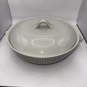 Vintage Hall China Flare Ware Deckelschale Auflaufform Streifen Mid Century - Bild 1 von 8