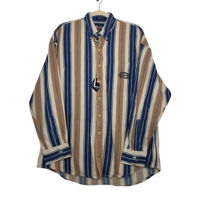 NWT Vintage Chaps Ralph Lauren Super Soft Stripe Button Flannel 90s Grunge  - Image 1 of 4