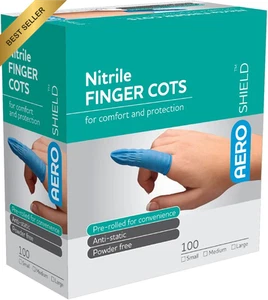 Nitrile Finger Cots, Large, Box of 100 - Picture 1 of 12