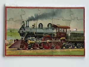 VINTAGE 1890’s SMALL JIGSAW PUZZLE EMPIRE STATE EXPRESS LOCOMOTIVE STEAM TRAIN - Picture 1 of 10