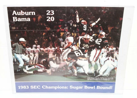 Vintage 1983 Auburn vs Bama Football Poster - SEC Champs + Sugar Bowl Bo Jackson Cover