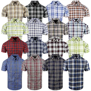 Plaid Short Sleeve Shirt Mens Button Down Collar Western Pocket ALL NEW COLORS - Picture 1 of 48