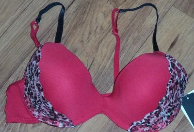 Бюстгальтер Rampage 36B красный черный желтовато-коричневый с анималистическим принтом с кружевным покрытием - Изображение 1 из 2