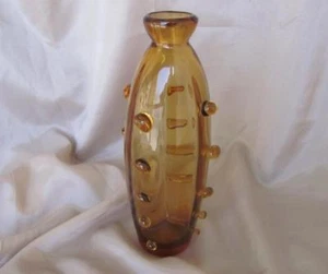 VINTAGE BOHEMIAN HAND MADE AMBER COLOR CRYSTAL GLASS VASE - Picture 1 of 8