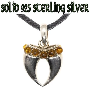 Colgante De Garra/Diente De Ámbar De Plata Esterlina 925 Biker Gótico - Imagen 1 de 4
