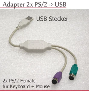 USB Ps/2 PS2 Adaptador Cable 0,2m Conector En 2xPS/2 Z1 MM - Imagen 1 de 3
