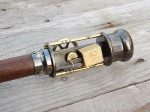 BRASS WORKING ANTIQUE WOODEN WALKING STEAM ENGINE STICK CANE VINTAGE DESIGNER - Picture 1 of 3