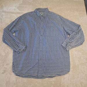 EMS Shirt Men's XL Blue Tattersall Plaid Flannel Button Up Long Sleeve Casual - Picture 1 of 8