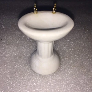 VINTAGE WHITE PORCELAIN MINIATURE BATHROOM SINK - Picture 1 of 4