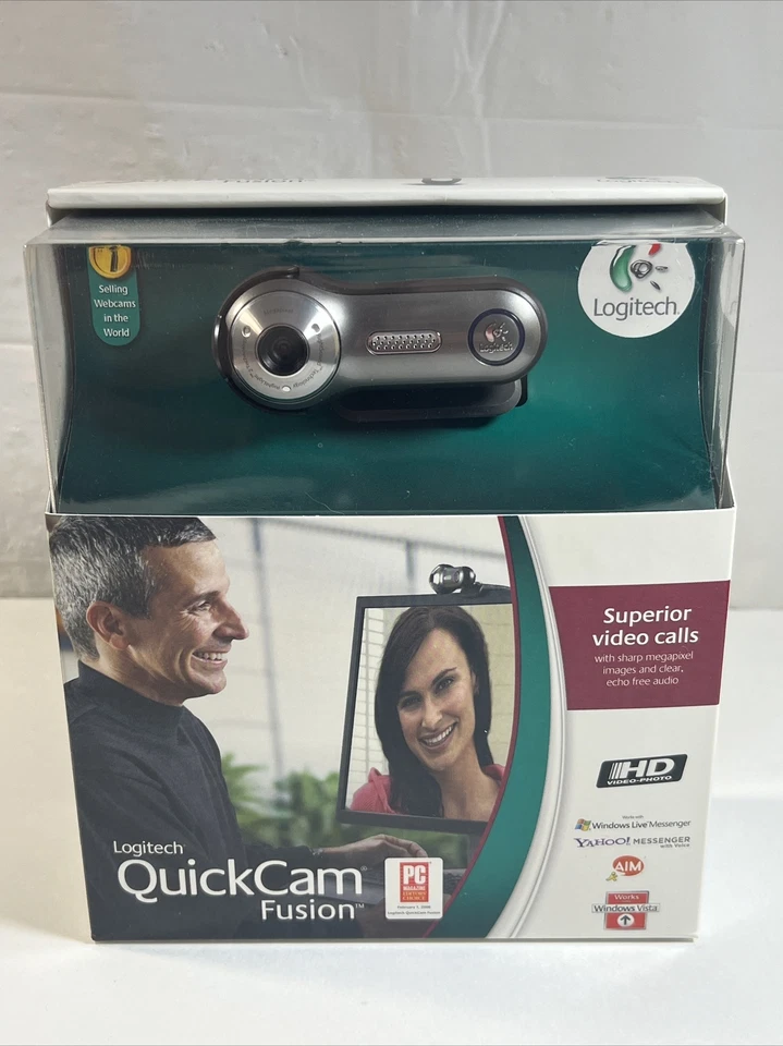 Logitech Quickcam Fusion Grey 1.3MP WebCam New Sealed - Image 1 of 4