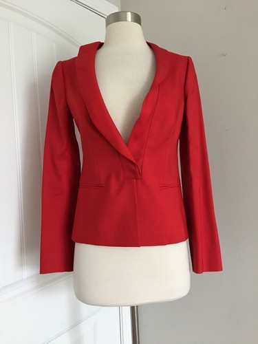 GIACCA BLAZER VALENTINO LANA ROSSA MISTA SETA NUOVA CON ETICHETTE TAGLIA IT 38 US XS 2 $2.700