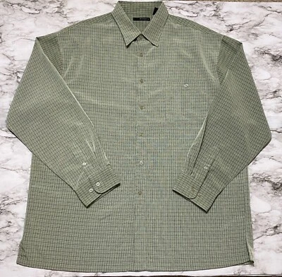 Marquis Mens Shirt Size 2XL Green Black Plaid Long Sleeve Button Down Collared - Image 1 of 4