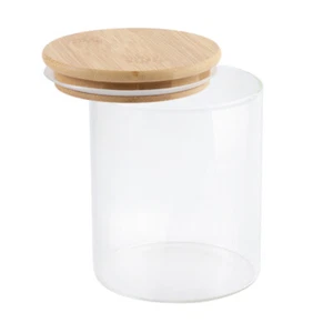 2pcs Sealed Glass Jar with Bamboo Wooden Lid Grain Canister Food Storage - Picture 1 of 12