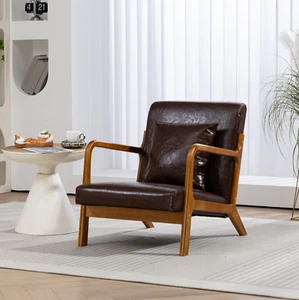 Mid Century Modern Accent Chair Comfy Reading Armchair Upholstered Lounge Chairs - Picture 1 of 11