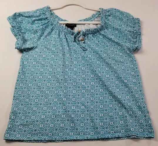 Camiseta Grace Elements Top Mujer Extra Grande XL Azul Blanco Geométrica Manga Corta Foto 1 de 4