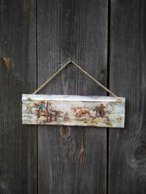 Western Room decor for home wood sign Wall art Cowboy and horse Rustic Wooden - Image 1 of 4