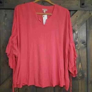 S M L XL Boho peasant shirt pink drawstring sleeves one size NWT boutique - Picture 1 of 4