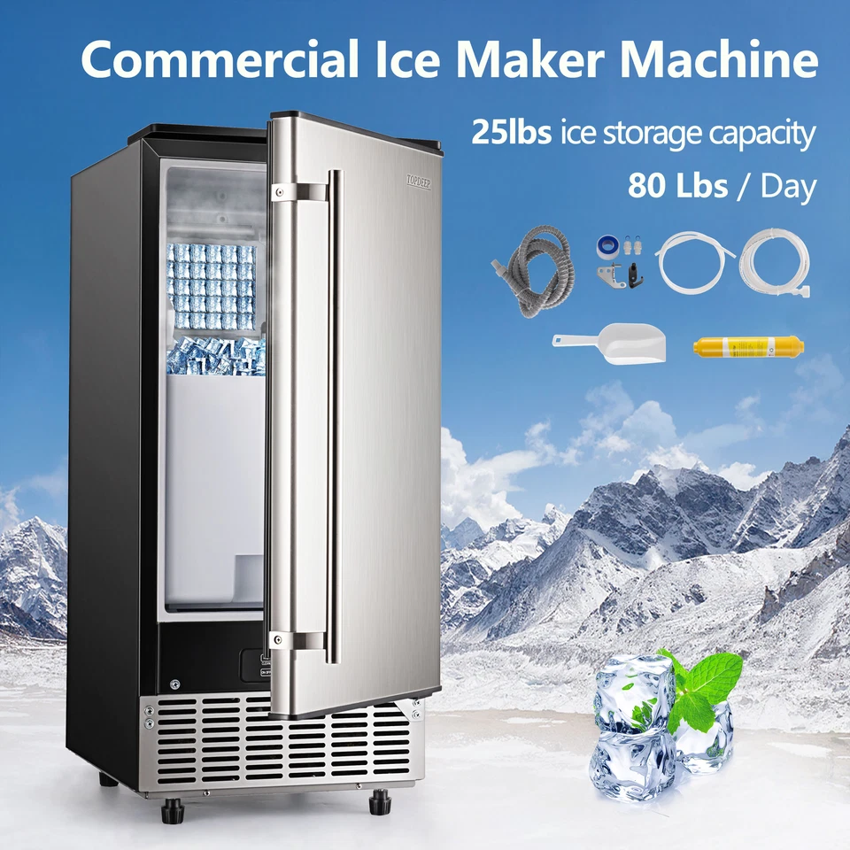 Built-in Commercial Ice Maker Stainless Steel Restaurant Ice Cube Machine