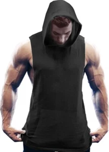COOFANDY Men's Workout Hooded Tank Tops Bodybuilding Muscle Cut Off T Shirt S - Picture 1 of 6