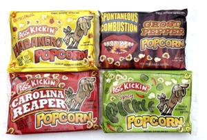 Spicy Popcorn 4 Pack - 3.5oz Bag - One of Each Flavor - FREE SHIPPING - Picture 1 of 1