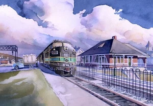 Reading RR Streamliner #902, Perkasie Station, Penna. Impresión artística de James Mann - Imagen 1 de 1