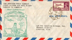 Primer Vuelo Panamericano Karachi India - Limerick Irlanda - 1947 - Imagen 1 de 2