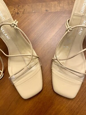 Nuevas Sandalias Antonio Melani EE. UU. Talla 9.5 Cuero Desnudo Tacones de Vestir Foto 1 de 4