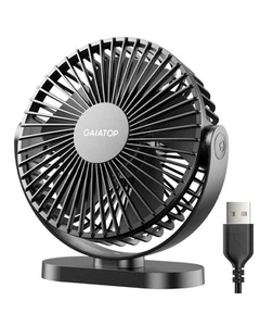 USB Desk Fan, 5.5 Inch Small Quiet Powerful 3 Speeds 90° Rotate, Personal Mini - Picture 1 of 7