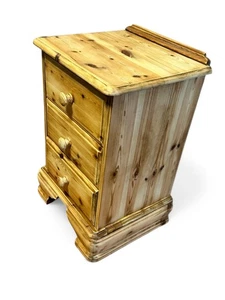 Vintage Natural Stripped Pine 3 Drawer Chest | Bedside Table Nightstand Dresser - Picture 1 of 7