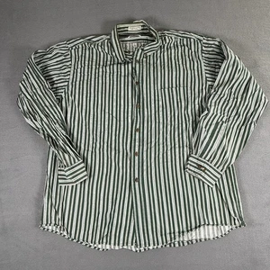 417 Van Heusen Large Green Striped Dress Shirt Single Needle Tailoring - Picture 1 of 5