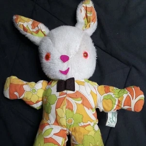 Vintage 60er MCM Gund Osterhase Hase Blumen Plüschtier 12 Zoll - Bild 1 von 6