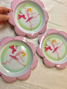 3 Trudeau Kinder entzückende rosa Prinzessin 8,5" überbackene Melamin Melmac Teller - Bild 1 von 5