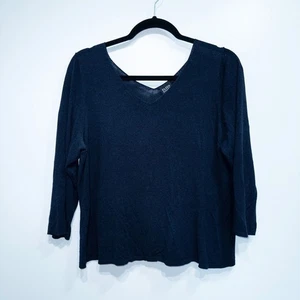 Eileen Fisher Navy Blue Lightweight Italian Yarn Viscose Blend Sweater Large - Picture 1 of 6