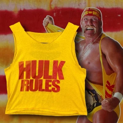 Camiseta sin mangas vintage 1988 Hulk Hogan WWF rasgada muscular pequeña EE. UU. “Reglas Hulk” Foto 1 de 4