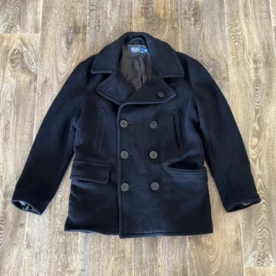 Polo Ralph Lauren бушлат большой черный шерсти двубортный Anchor военно-морской RRL - Изображение 1 из 4