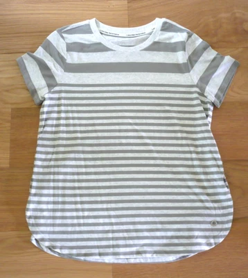 Женщин Athleisure коротким рукавом в полоску серый светло оливковый L пиклбол теннис - Изображение 1 из 4