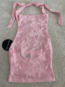 New with tags White Fox Pink sheer floral - Are you coming back halter top XXS - Picture 1 of 13